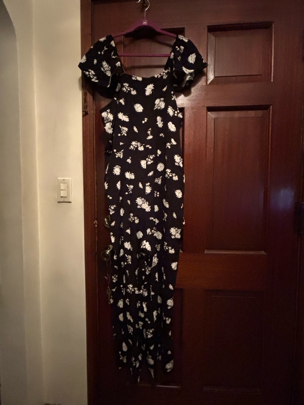 Black Floral Jumpsuit with Ruffle Sleeves